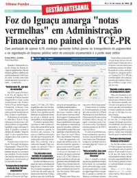 Foz do Iguaçu amarga "notas vermelhas" em Administração Financeira no painel do TCE-PR