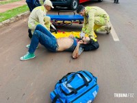 Colisão entre carro e motocicleta deixa homem ferido na Vila C