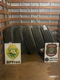 PF e PM prendem dois paraguaios e descobrem depósito de pneus contrabandeados em Foz do Iguaçu