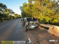 Colisão traseira é registrada na ponte entre Santa Helena e Sub-Sede