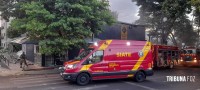 Bombeiros são mobilizados após incêndio em bicicletaria no Bairro Boicy em Foz do Iguaçu 