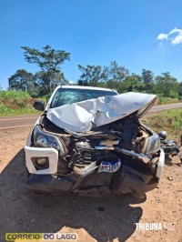 Motociclista fica ferido após colisão com caminhonete na PR-495 em Medianeira