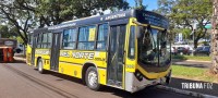 Van escolar tomba após ser colhida por um ônibus do transporte público internacional na Av. Paraná