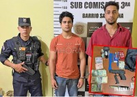 Dois homens presos com simulacro de pistola e ferramentas para furto