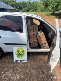 BPFRON apreende embarcação, veículo e carga de cigarros em Santa Helena