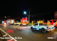 Colisão frontal entre motocicletas deixa três feridos no viaduto de Três Lagoas