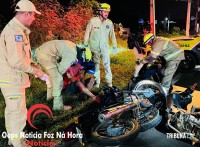 Colisão frontal entre motocicletas deixa três feridos no viaduto de Três Lagoas