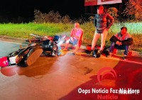Colisão frontal entre motocicletas deixa três feridos no viaduto de Três Lagoas