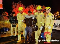 Colisão frontal entre motocicletas deixa três feridos no viaduto de Três Lagoas