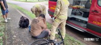 Ciclista é socorrido pelo Siate após queda na rotatória da Av. Safira em Foz do Iguaçu