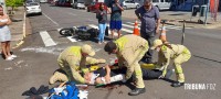 Siate socorre duas vítimas após colisão entre moto e carro no centro de Foz do Iguaçu
