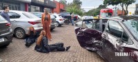 Colisão seguido de capotamento é registrado no Jardim Iguaçu em Foz do Iguaçu