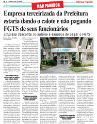 Empresa terceirizada da Prefeitura estaria dando o calote e não pagando FGTS de seus funcionários