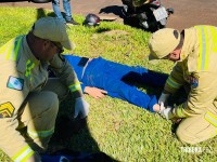 Colisão entre duas motocicletas deixa feridos no bairro Três Lagoas, em Foz do Iguaçu