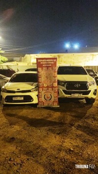Policia Nacional do Paraguai prende duas pessoas com dois veículos roubados na barranca do Rio Paraná