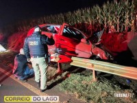 Gol capota entre Nova Santa Rosa e Marechal Cândido Rondon e motorista desaparece do local