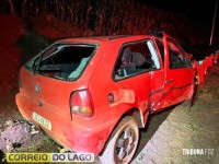 Gol capota entre Nova Santa Rosa e Marechal Cândido Rondon e motorista desaparece do local