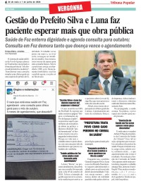 Gestão do Prefeito Silva e Luna faz paciente esperar mais que obra pública