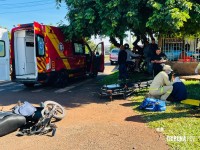 Colisão entre duas motocicletas deixa duas pessoas feridas no bairro Cidade Nova