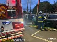 Carro bate em poste e motorista acaba detido por embriaguez ao volante em Santa Helena