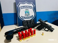 GTA da Guarda Municipal apreende pistola e espingarda calibre 12 no Jardim Jupira em Foz do Iguaçu