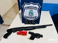 GTA da Guarda Municipal apreende pistola e espingarda calibre 12 no Jardim Jupira em Foz do Iguaçu
