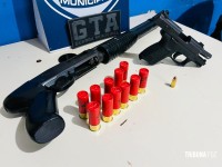 GTA da Guarda Municipal apreende pistola e espingarda calibre 12 no Jardim Jupira em Foz do Iguaçu