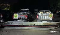 PF e PM apreendem 1.111 Kg de maconha em embarcação no Rio Paraná em Foz do Iguaçu