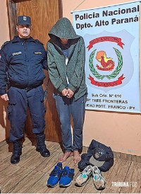 Ladrão é preso em flagrante cometendo crime em um bar no bairro Tres Fronteras em Presidente Franco