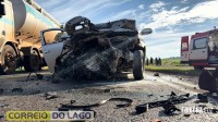 Colisão violenta deixa um morto e três feridos graves entre Sub-Sede e São Clemente, distritos de Santa Helena