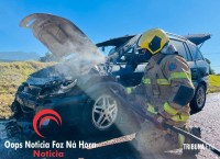 Carro é destruído por incêndio no Bairro Parque Pilar Campestre