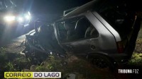 Carro fica destruído após capotamento em Santa Helena Carro fica destruído após capotamento em Santa Helena