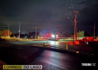 Motociclista passa reto em trevo, quebra placa e mobiliza equipes do SAMU em Santa Helena