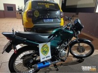 Motocicleta é apreendida durante fiscalização da PM em São Miguel do Iguaçu