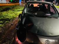 Mendigo agride mulher com pedrada, danifica carros e acaba atropelado na BR-277