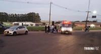 Idoso fica ferido após colisão entre carro e motocicleta em Missal