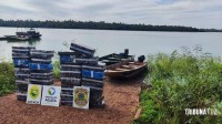 PF, PM e Marinha apreendem 672 quilos de maconha e duas embarcações no Lago de Itaipu