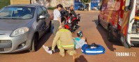 Passageira de moto é socorrida pelo Siate após colisão no Porto Meira