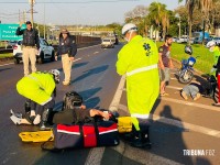 Motociclista atinge pedestre ao cruzar a BR-277 e duas mulheres ficam feridas em Foz do Iguaçu