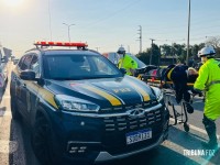 Motociclista atinge pedestre ao cruzar a BR-277 e duas mulheres ficam feridas em Foz do Iguaçu