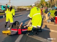 Motociclista atinge pedestre ao cruzar a BR-277 e duas mulheres ficam feridas em Foz do Iguaçu