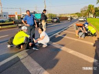 Motociclista atinge pedestre ao cruzar a BR-277 e duas mulheres ficam feridas em Foz do Iguaçu