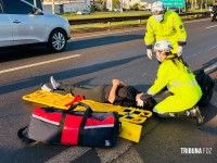 Motociclista atinge pedestre ao cruzar a BR-277 e duas mulheres ficam feridas em Foz do Iguaçu
