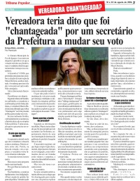 Vereadora teria dito que foi "chantageada" por um secretário da Prefeitura a mudar seu voto