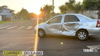 Criança fica ferida após colisão entre dois veículos em Santa Helena