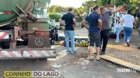 Motociclista fica ferido após colisão com caminhão no distrito de Sub-Sede em Santa Helena