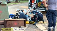 Motociclista fica ferido após colisão com caminhão no distrito de Sub-Sede em Santa Helena