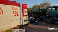 Motociclista fica ferido após colisão com caminhão no distrito de Sub-Sede em Santa Helena