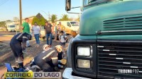 Motociclista fica ferido após colisão com caminhão no distrito de Sub-Sede em Santa Helena