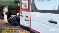Motociclista fica ferido após colisão com caminhão no distrito de Sub-Sede em Santa Helena